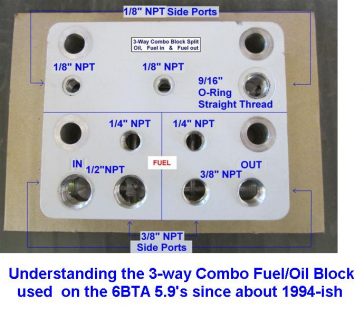 Cummins Marine Three-Way Fuel & Oil Combo Block Manifold