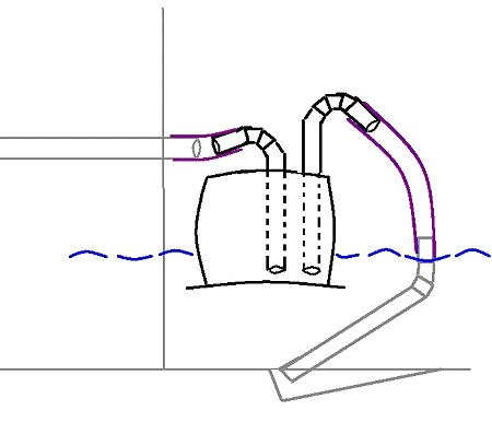 Sketch C - Custom twin outlet lift muffler to underwater exit