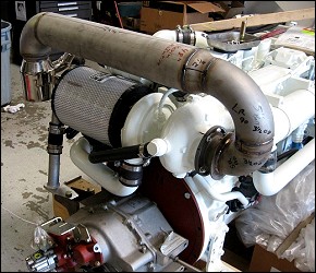 Cummins 370 Diamond - 31 Bertram port engine cross over-3" to 4" dry to 5" mixer