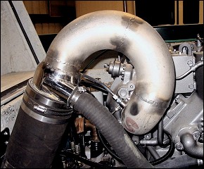Yanmar 6LPA custom exhaust riser - Notice pyro probe lacation