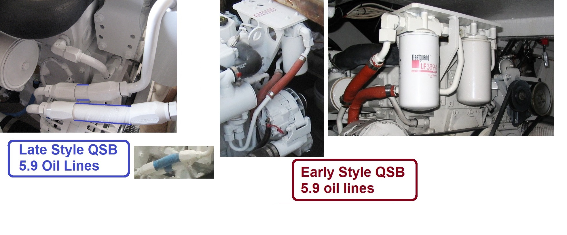 Late Style vs Early Style QSB 5.9 Oil lines